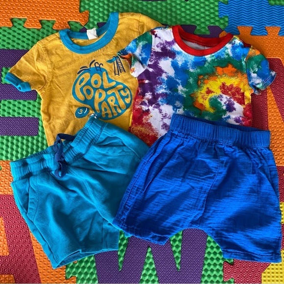 2 Sets Nordstrom Open Edit and Tucker Tate Tee Shirt and Short Sets Size 18 mos - Picture 1 of 13